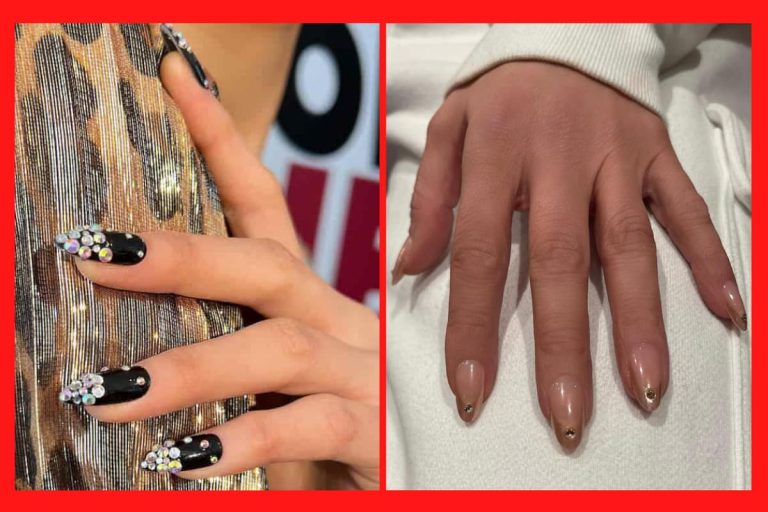 Diseños de uñas ¡1.000 ideas en imágenes! 63 Manicura Francesa con Brillantes ¡Luce Deslumbrante!